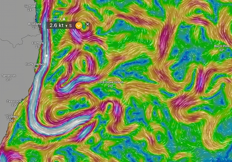 Map of the Eastern Current as it churns north to south